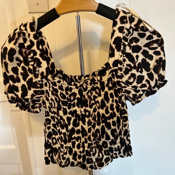 Monteau Tops - Cheetah off the shoulder crop top